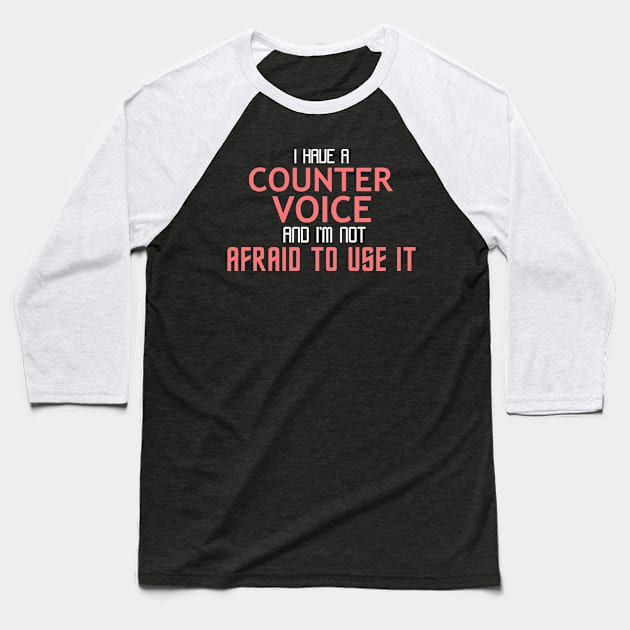 Counter Voice Cool Typography Job Design Baseball T-Shirt by Stylomart